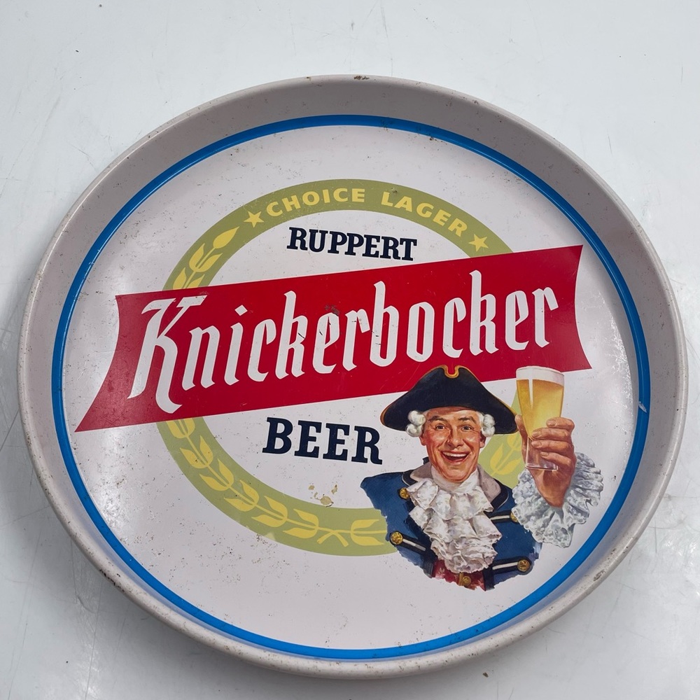 Ruppert Knickerbocker Choice Lager Beer Round Serving Tray Metal 12” Vintage